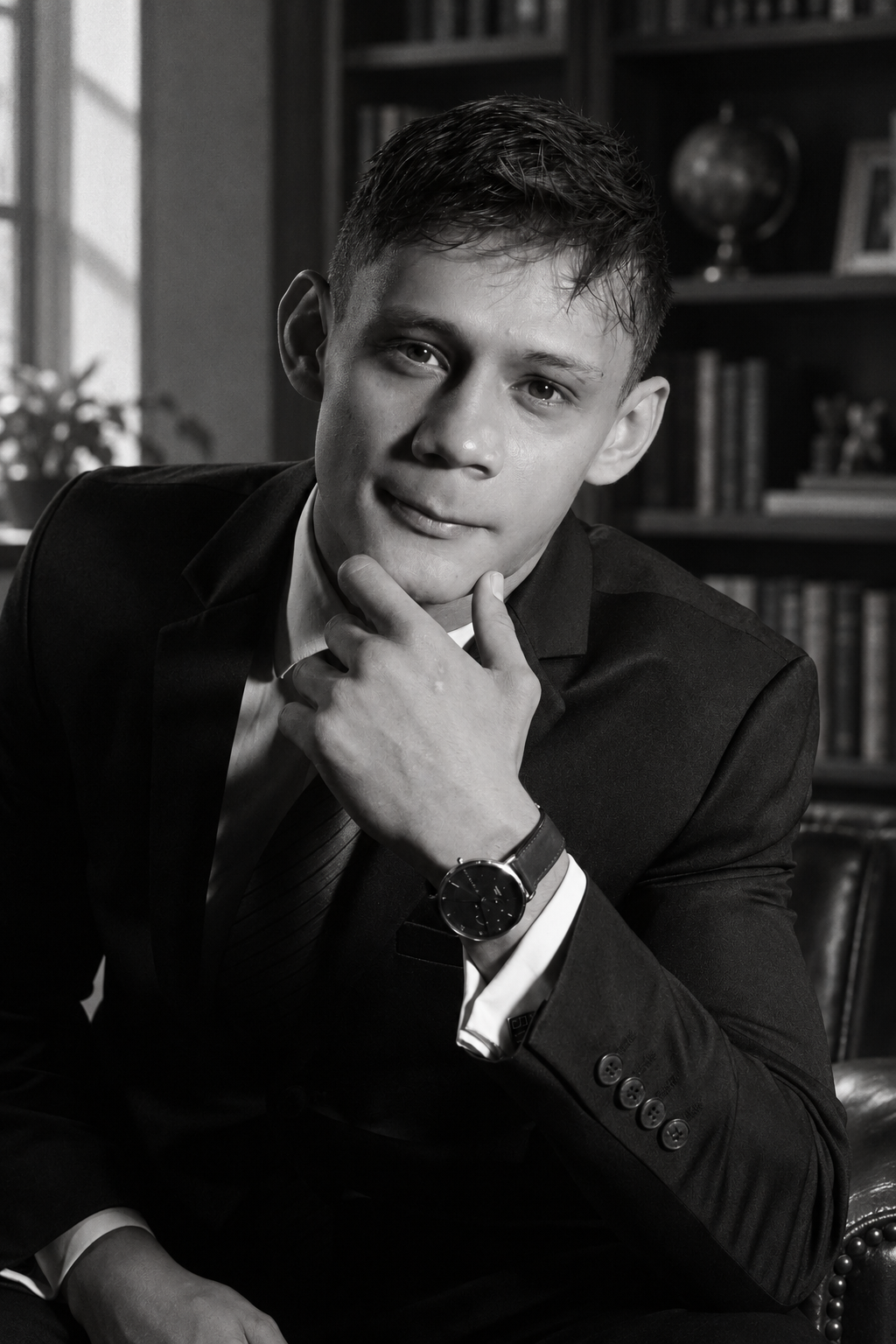 Kevin Alejandro Bonilla Moreno en una biblioteca